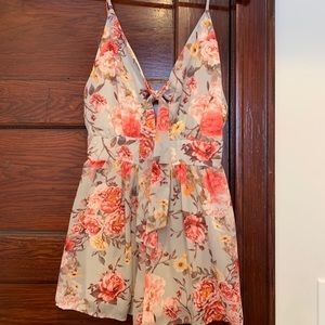 Floral Backless Tie-Front Romper